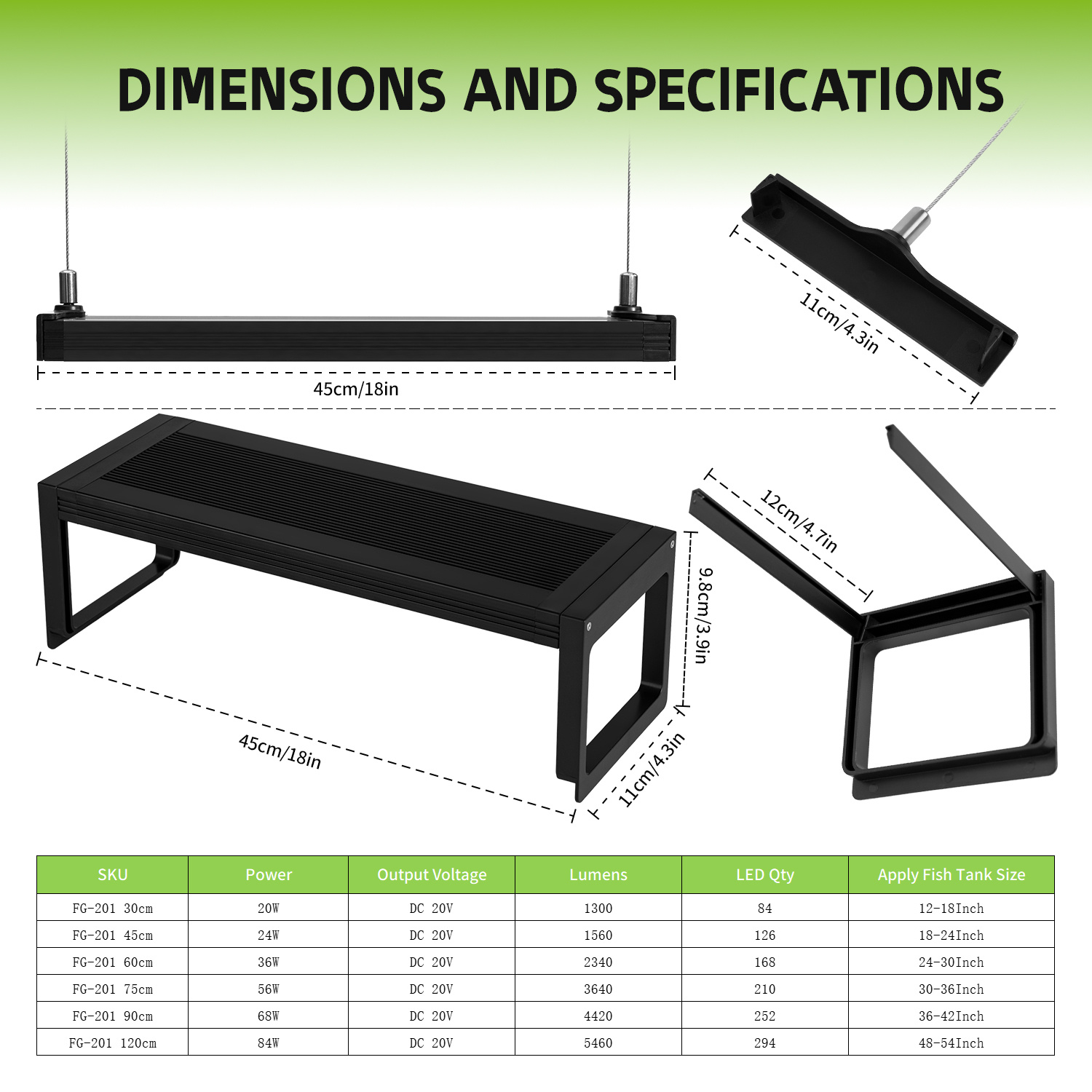 18-24 inch Aquarium 24/7 Full  - Planted Aquarium Hanging Light reseña y precio