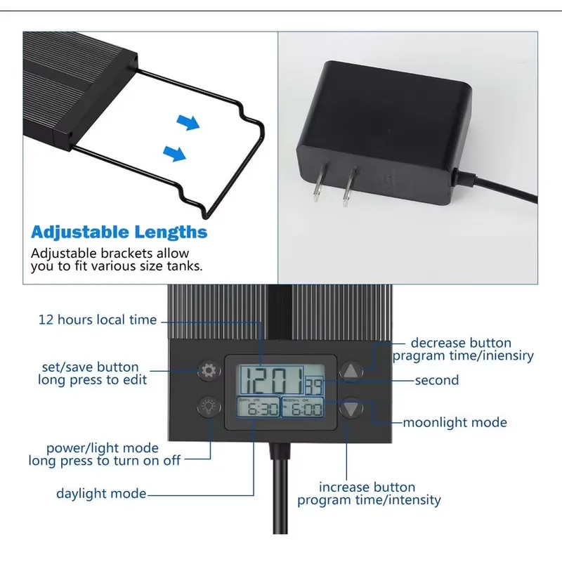 LED Aquarium Light 45cm 24W wi - Planted Aquarium Hours reseña y precio